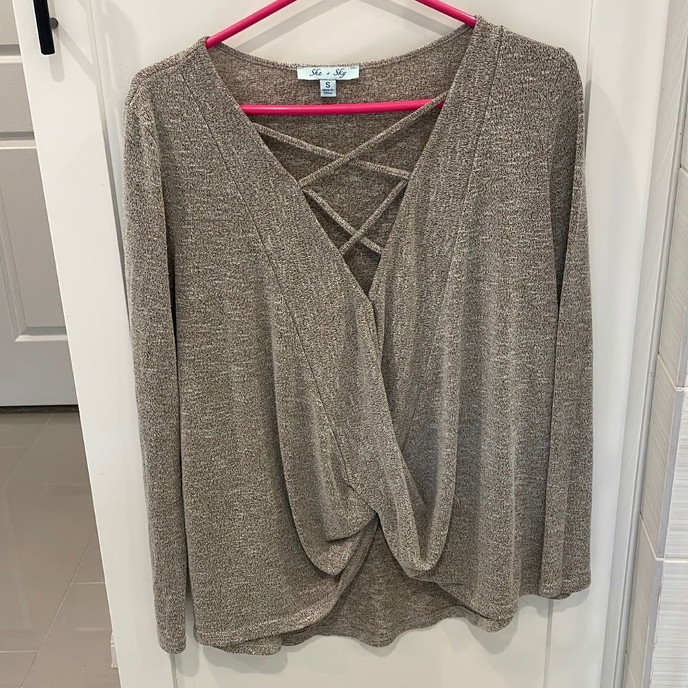Small Beige long sleeve blouse